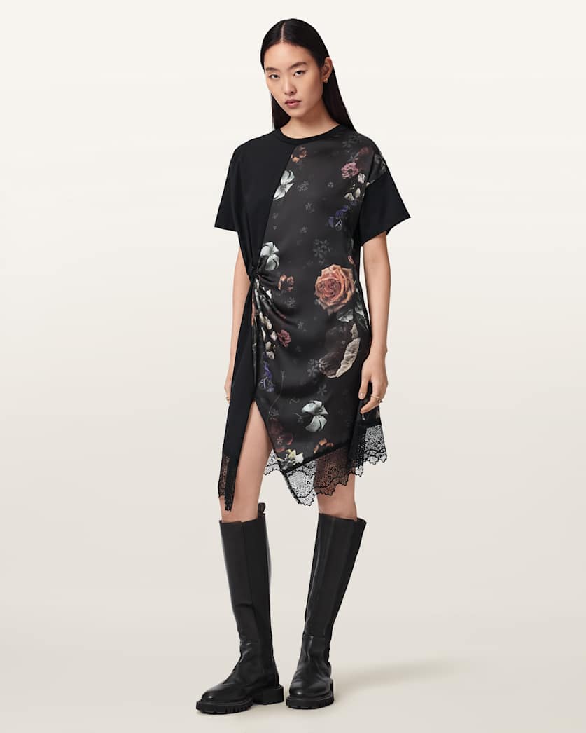 Lana Lace Floral Mini Dress HAZE BLACK | ALLSAINTS